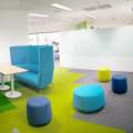 Neste Singapore - Suntec City | Product Seen: [Oat 2–Seater Sofa – Highback, Wakana Stool - Dia670 / W420 & Customised Laminated tabletop + Focal Table base]